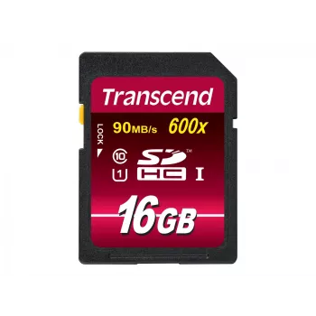 Cartão de memória flash Transcend 16GB SDHC Classe 10 UHS-I 600x TS16GSDHC10U1
