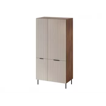 Guarda-roupa Cama Meble ALMERA Cama 5 90x52x185 cm, moldura nogueira, portas cashmere, 6 prateleiras