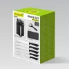 Conjunto de bloco de facas e talheres Maestro MR-1413 – preto, 8 peças, lâminas de aço inoxidável com suporte, porta-rolos de papel