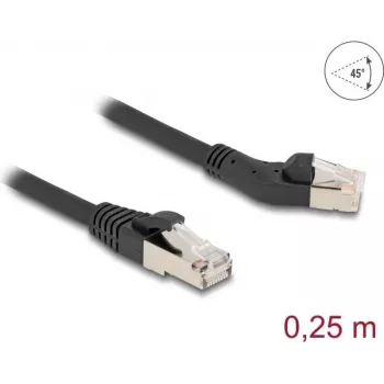 Cabo de rede DeLOCK RJ45 Cat.6A 45° angular esquerda para reto 0,25 m preto
