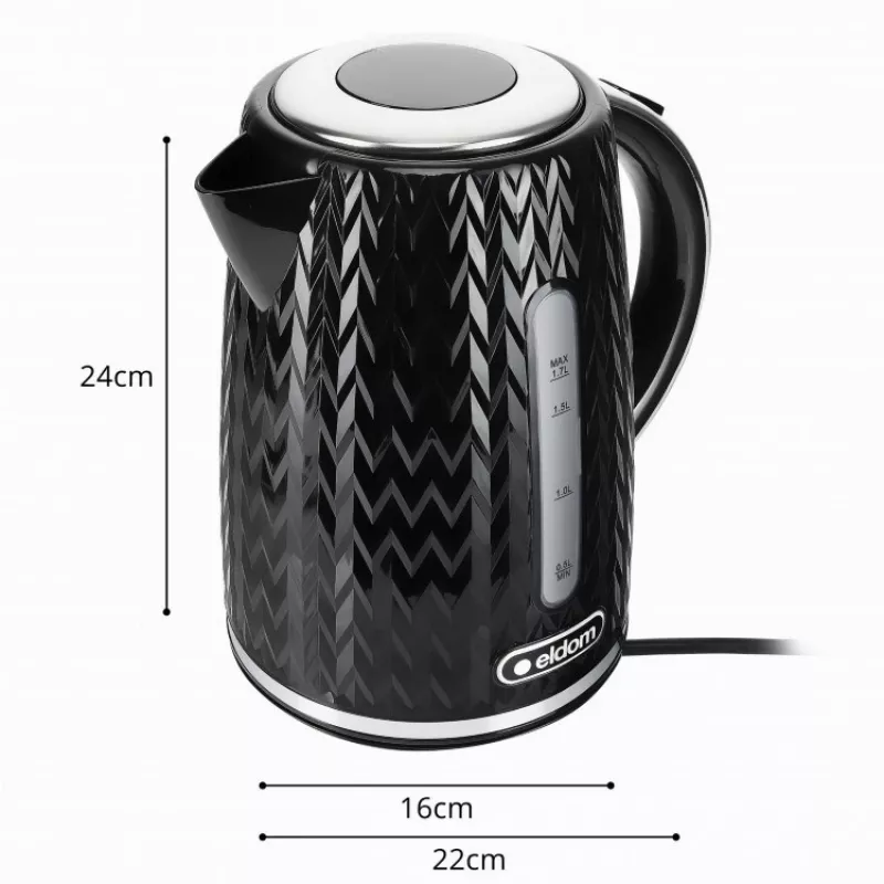 Chaleira elétrica NELO, capacidade de 1,7 l, 2000 W, preta