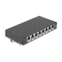 Patch panel DELOCK Mini Desktop RJ45 8 portas Cat.6A blindado preto para secretária, parede ou calha DIN