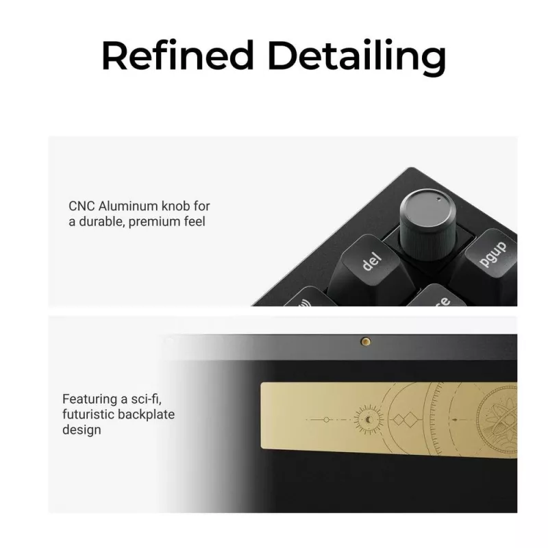 Teclado mecânico Keychron Q1 Ultra 8K — formato 75%, USB + RF sem fios + Bluetooth, RGB LED, preto