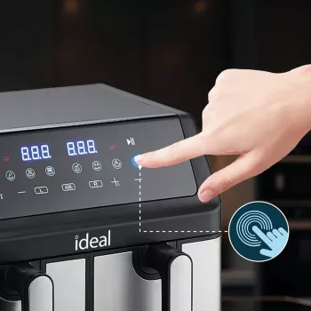 Fritadeira sem gordura IDEAL, dupla horizontal 9L, 8 funções - incluindo desidratação de alimentos
