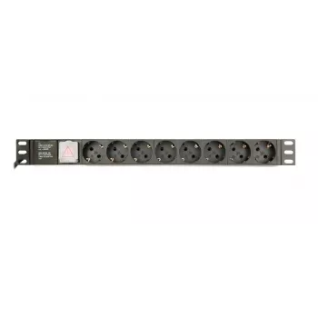 Unidade de distribuição de energia GEMBIRD EG-PDU-014-C14, 8 saídas AC, entrada C14, cabo de 3 m, 1U, 3680 W, 10 A, alumínio, preto