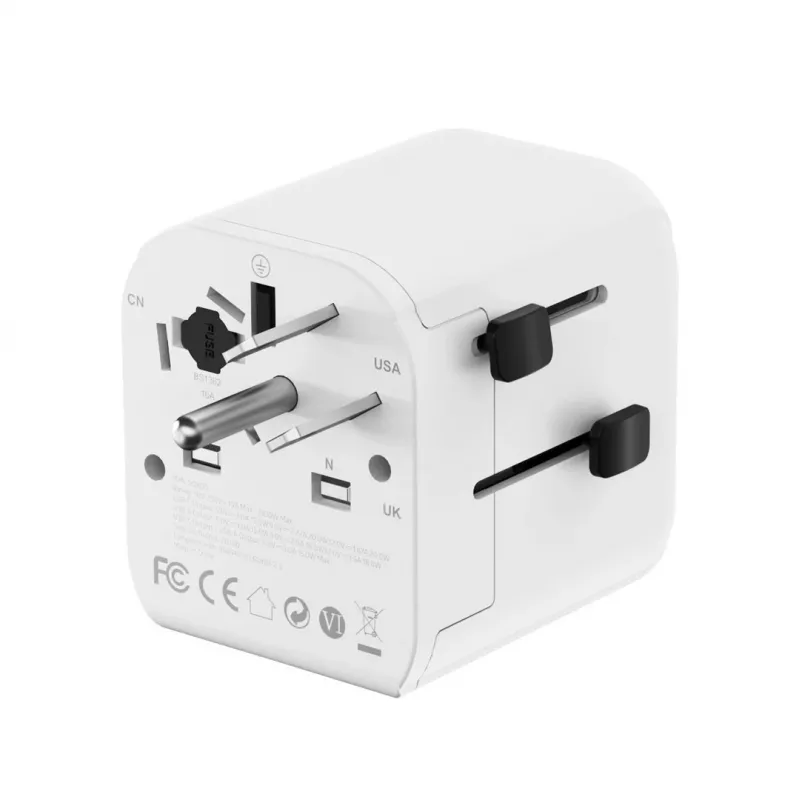 Fonte de alimentação de viagem GEMBIRD TPA-EU1A1C20-01-W 20W, USB-A 18W + USB-C 20W, tomada Schuko, entrada 100–250 V