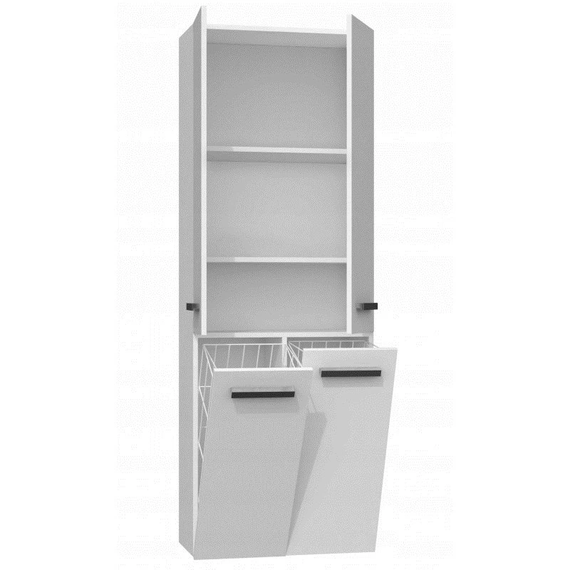 Armário alto de casa de banho Topeshop NEL 2K DD em branco brilhante branco