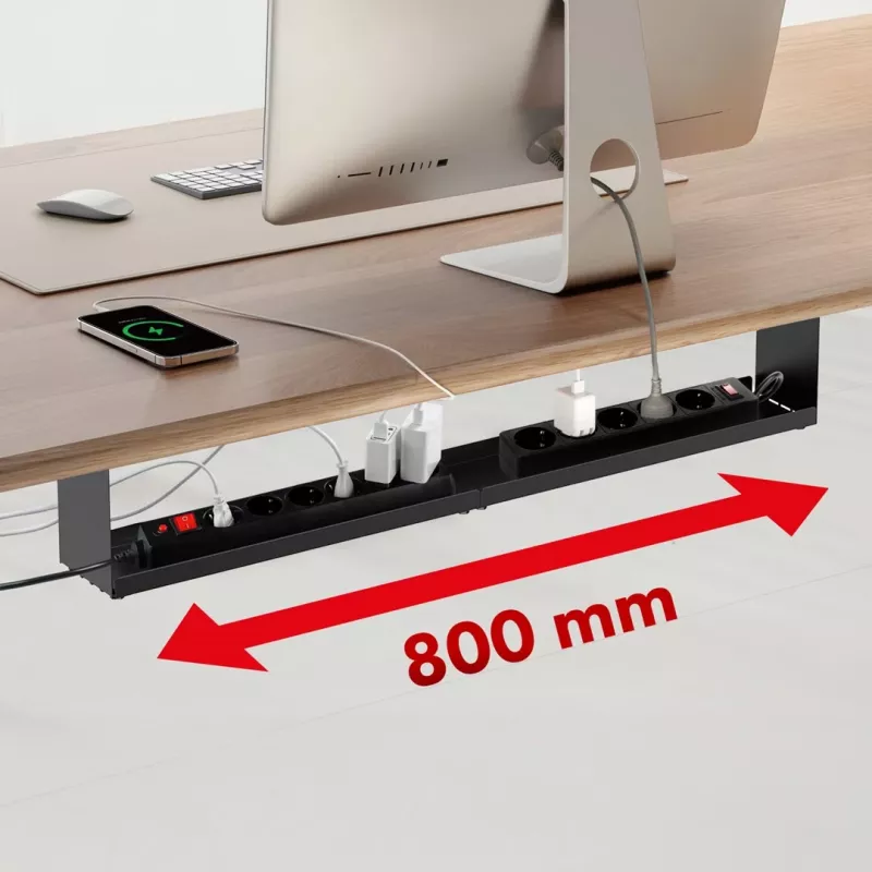 Organizador de cabos compacto Maclean para debaixo da secretária, carga máx. 5 kg, preto, MC-107 B