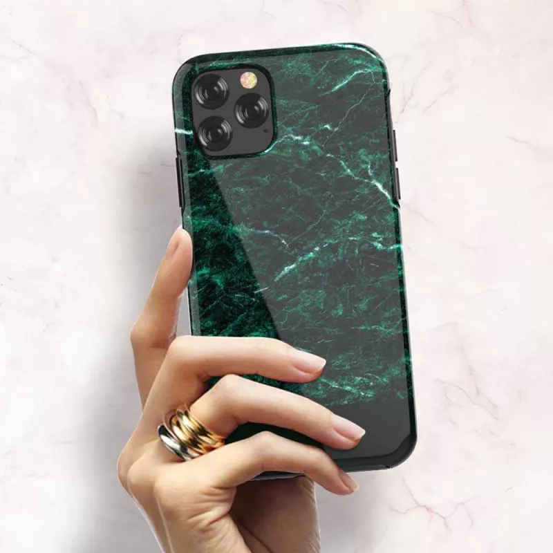 Capa de proteção Devia Marble-Serie para iPhone 11 Pro Max — verde, design fino, capa rígida