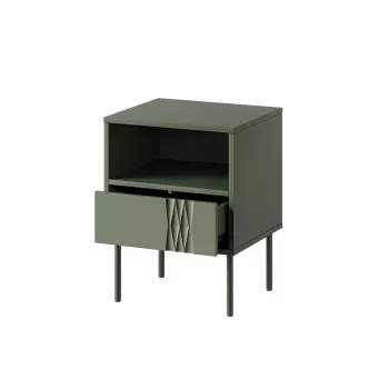 Mesa de cabeceira cama meble TRESSE 44×40×53 cm verde mate, 1 gaveta, conjunto de 2