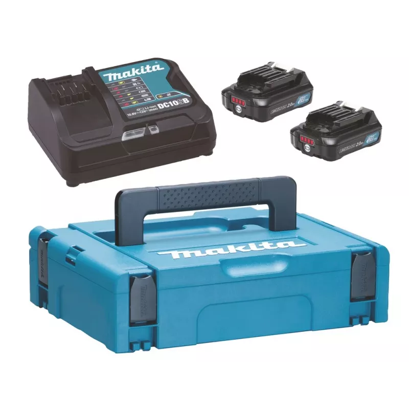 CONJUNTO DE FONTE DE ALIMENTAÇÃO MAKITA 12V 2x2,0Ah (BL1021Bx2+DC10SB) MAKPAC