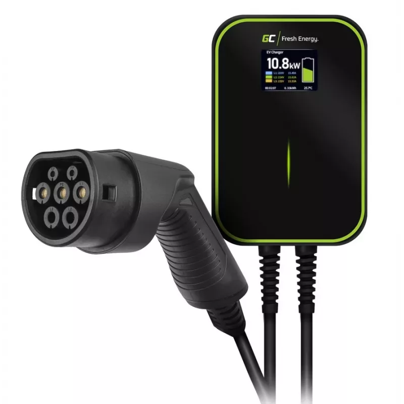 Estação de carregamento para veículos elétricos Green Cell EV14 22 kW preto alumínio parede