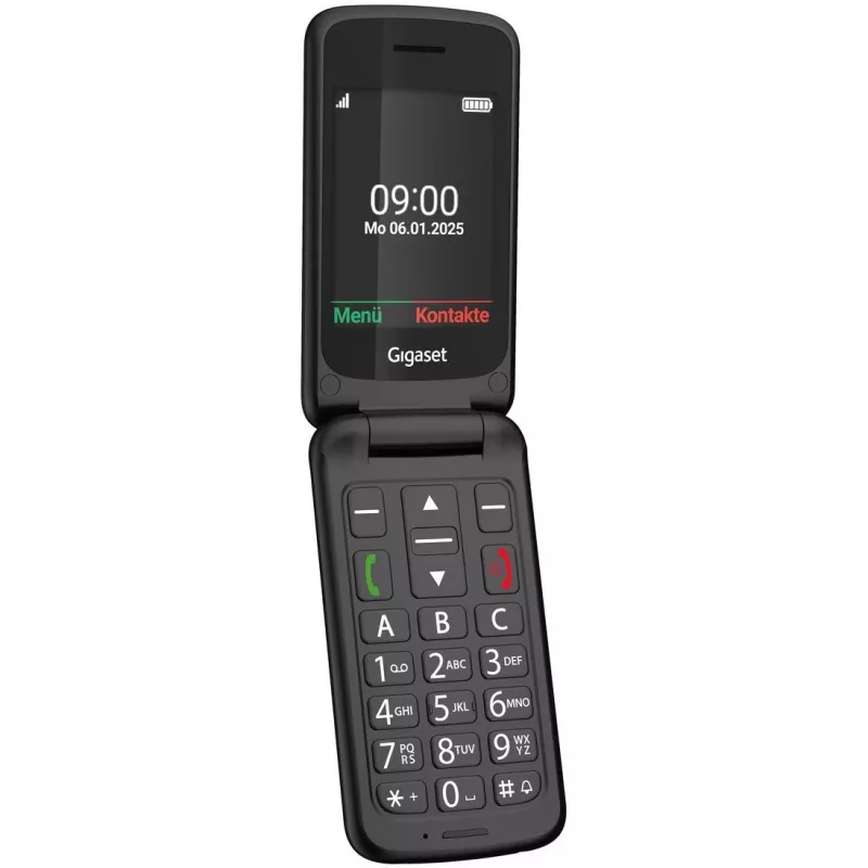 Gigaset GL595 telemóvel para seniores 7,11 cm (2,8 polegadas) Dual SIM, botão SOS, resistente a salpicos e poeira, 32 MB RAM, ranhura microSD, preto