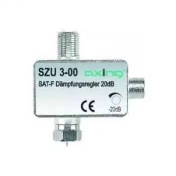axing SZU 3-00 - 0,0001 - 2,4 GHz - 20 dB - prateado - conector fêmea F/conector macho F - alumínio
