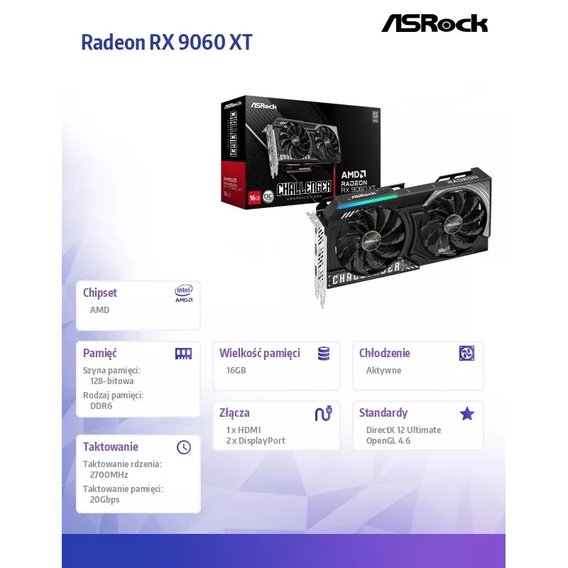 Placa gráfica ASRock Radeon RX 9060 XT Challenger 16GB OC GDDR6