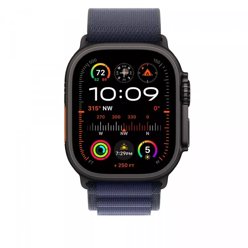 Apple 49 mm Alpine Loop Navy - pequeno - acabamento em titânio preto