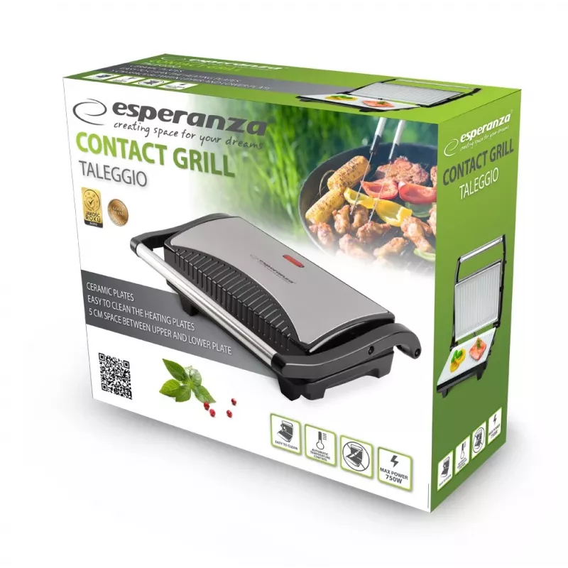 Esperanza EKG006 Grelhador elétrico 750W aço inoxidável/preto