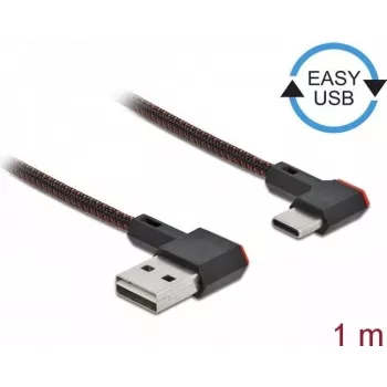 Cabo USB 2.0 Type-A macho para USB Type-C macho angular esquerda/direita 1 m preto DeLOCK 85281