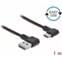 Cabo USB 2.0 Type-A macho para USB Type-C macho angular esquerda/direita 1 m preto DeLOCK 85281