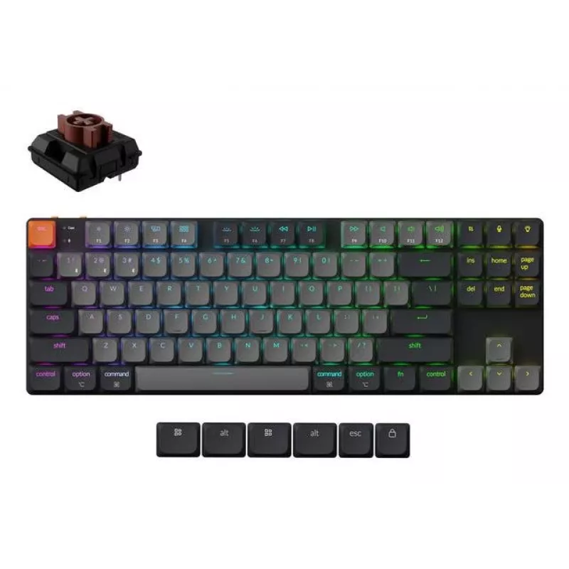 Teclado mecânico Keychron K1X-B3 — formato 80 %, USB + Bluetooth, QWERTY Inglês, 87 teclas, RGB, cinzento