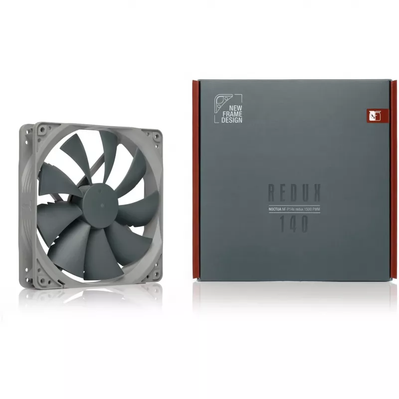 Ventoinha Noctua NF-P14S REDUX-1500 PWM 140 mm cinzenta, 12V PWM, 450–1500 RPM, 133,7 m³/h, 25,8 dB