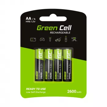 Bateria recarregável Green Cell GR01 AA NiMH 1,2 V 2600 mAh, 4 unid., verde
