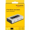 Comutador de áudio jack 3,5 mm 2 portas manual bidirecional, comutador cinzento/preto