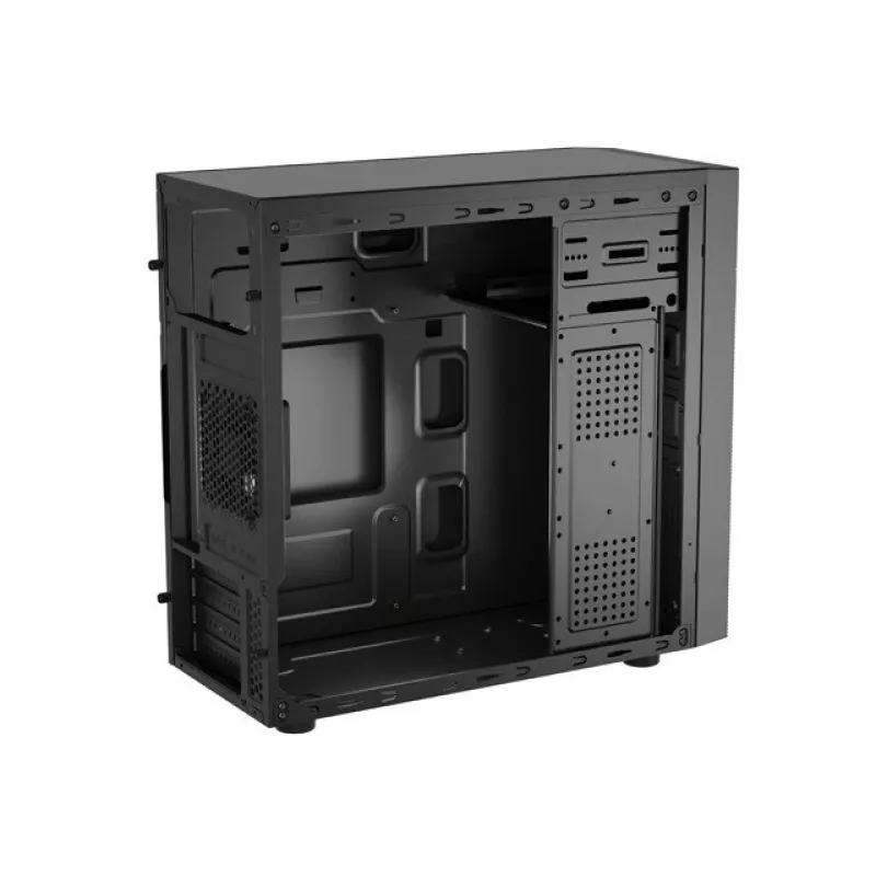 Caixa de PC NATEC Helix Mini Tower preto — microATX/Mini-ITX, 3×3,5 polegadas + 5×2,5 polegadas, GPU 33 cm, ligações USB-C/USB-A
