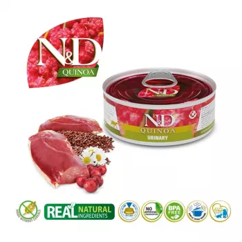 Comida húmida para gatos Farmina N&D Quinoa Urinary Adult saco 80 g — pato, sem cereais, saúde urinária