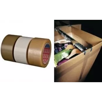 Fita de embalagem Tesa 04124, PVC, castanho, 66 m × 50 mm