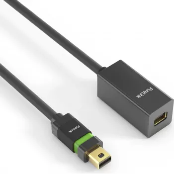 Extensão MiniDP PureLink - Série Ultimate - 1,00m - preto PureLink® - Série Ultimate. Extensão MiniDP com contactos de precisão banhados a ouro de 24 kt