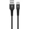 Cabo Goobay USB-C Fabric Supersoft com fichas metálicas, 2 m, preto (2m, USB 2.0, 60W), cabo USB