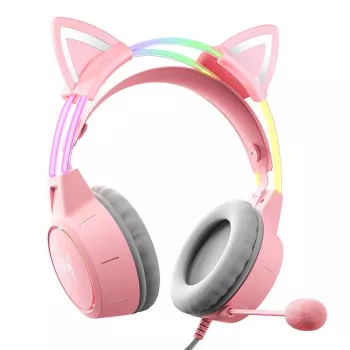 Auscultadores Onikuma X15Pro auscultadores gaming rosa orelhas de gato