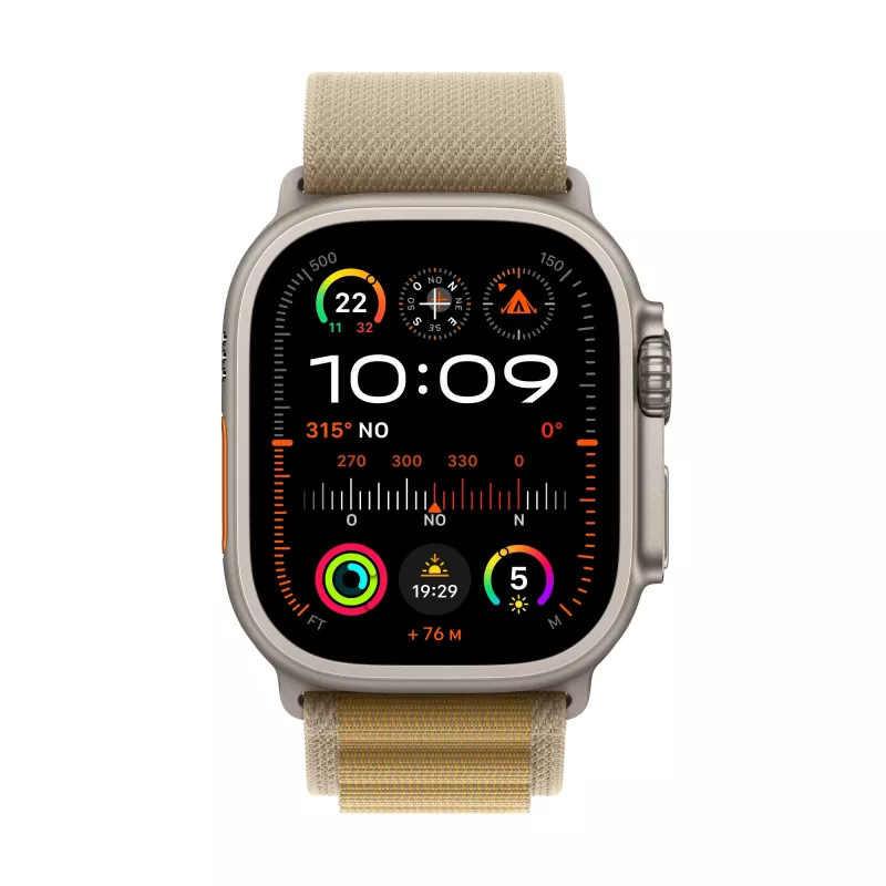 Apple Watch Ultra 2 GPS + Cellular 49mm caixa de titânio natural com bracelete Alpine Tan – Medium (MX4F3FD/A)