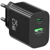 Carregador USB usams USA001629 25W 1×USB-C + 1×USB-A carregamento rápido
