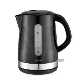 Chaleira Maestro, 1,7 L, 2200 W, preto — caixa de plástico, tampa com botão, pega ergonómica