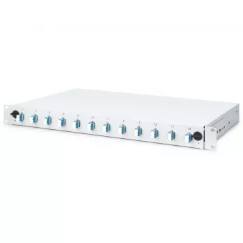 CAIXA DE FUSÃO DE FIBRA ÓTICA LC OS2 1U 12XLC OS2 PIGTAILS ACOPLADOR