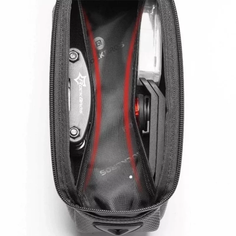 Rockbros B68 Bolsa de quadro de bicicleta com bolso para telemóvel 1,7 l preta