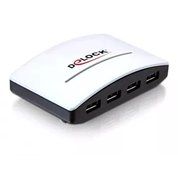 Hub USB DeLOCK 4 portas 5000 Mbit/s preto branco