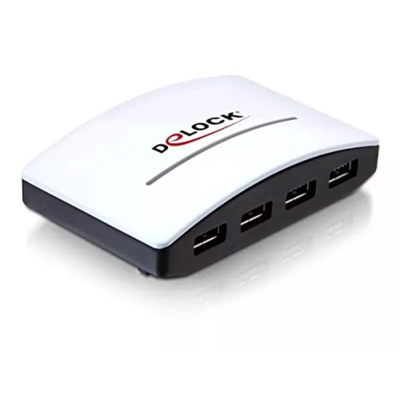 Hub USB DeLOCK 4 portas 5000 Mbit/s preto branco