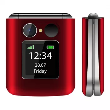 Telemóvel de concha Beafon Fold 10 Silver Line vermelho-prateado Dual SIM