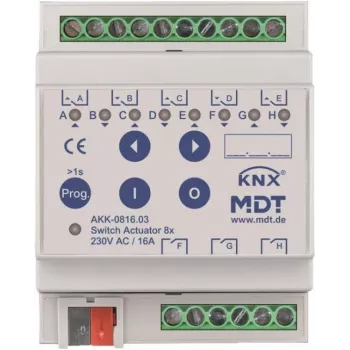 Atuador de comutação MDT AKK-0816.03 8 vias, 4TE, REG, 16A, 70µ (AKK-0816.03)