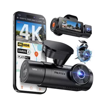 Dashcam para automóvel VANTRUE N4 PRO S 3 canais (frente + interior + traseira), 3840x2160, F/1.8, Wi‑Fi, GPS, ecrã 3,19 polegadas