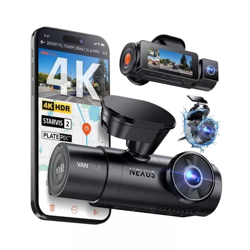 Dashcam para automóvel VANTRUE N4 PRO S 3 canais (frente + interior + traseira), 3840x2160, F/1.8, Wi‑Fi, GPS, ecrã 3,19 polegadas