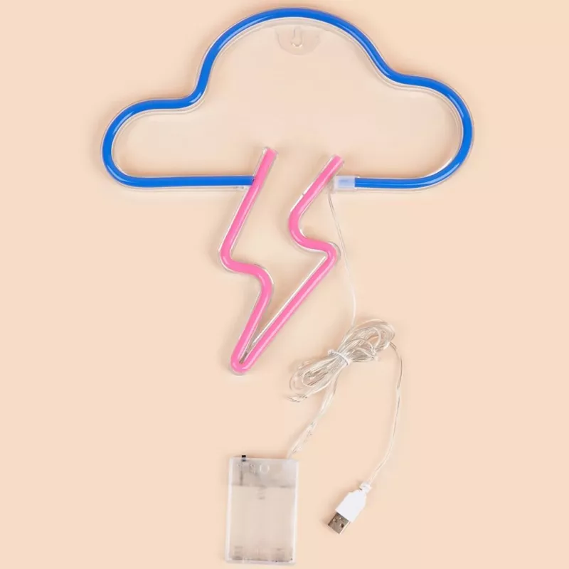 Luz néon MANTA SNL71BL nuvem com relâmpago azul-rosa – letreiro néon LED decorativo