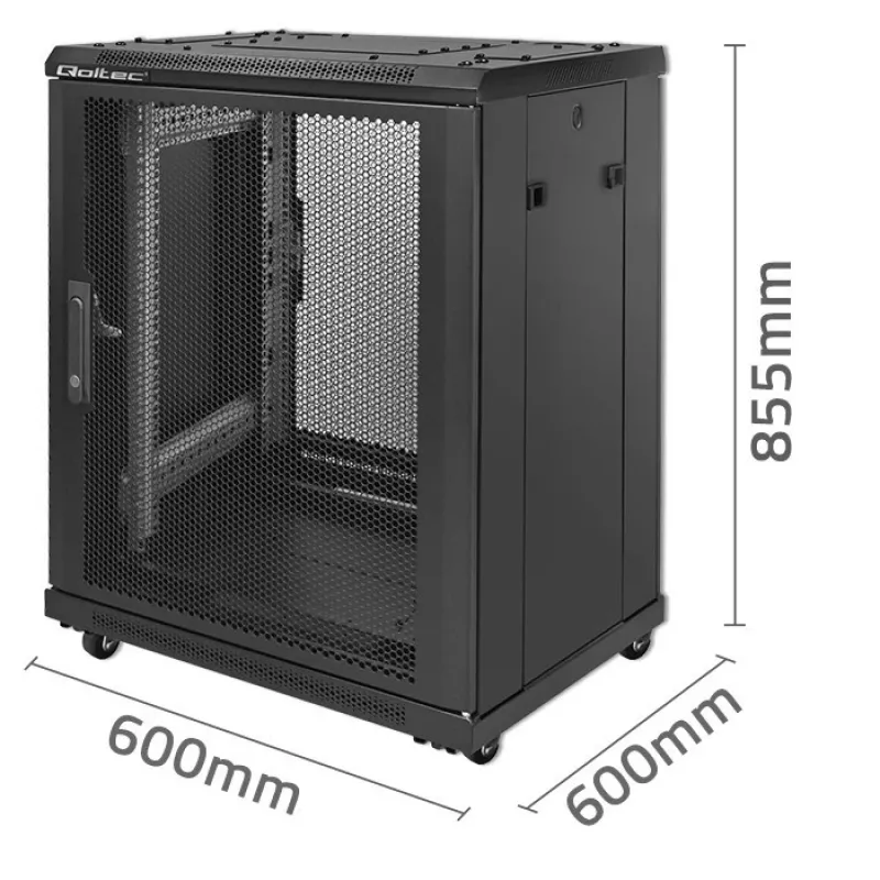 Armário rack 19 polegadas QOLTEC 54519 15U – caixa de rede/servidor, 15U de altura, montagem 19 polegadas