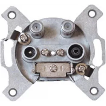 Tomada de antena ShiverPeaks 83906-1L BK+2 SAT – tomada coaxial de parede para ligações terrestres e duas de satélite