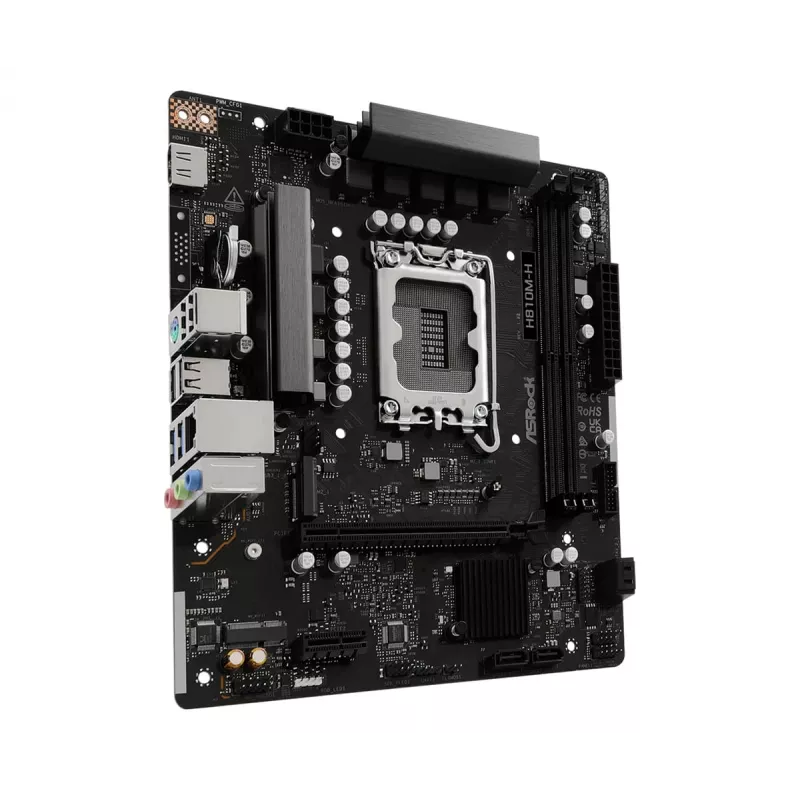 Motherboard Micro-ATX ASRock H810M-H — Intel H810, LGA 1851 (Socket V1), 2x DIMM DDR5, até 128 GB, M.2 & SATA III