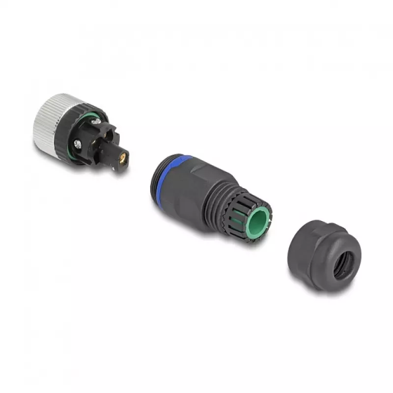 Conector DeLOCK M12 codificação A 5 pinos fêmea ligação por parafuso