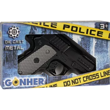 Pistola de polícia de brinquedo em metal Pulio modelo 15546/6 – design realista, construção robusta